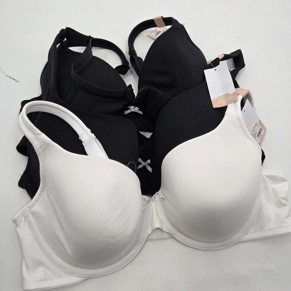 NEW 3 Cacique Lane Bryant Cotton Lightly Lined T-Shirt Bra 42C Beige Underwire